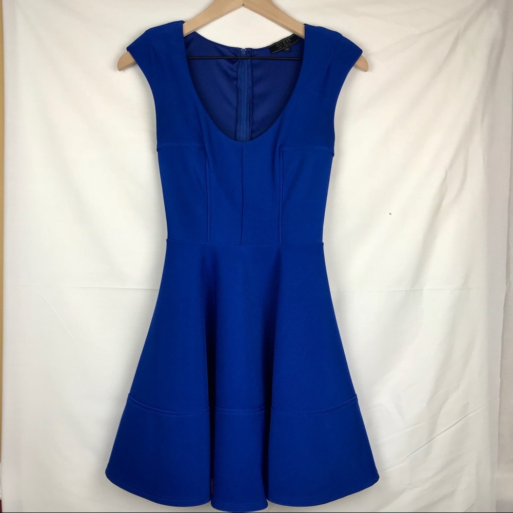 Guess Fit n Flare Skater Dress Royal Blue